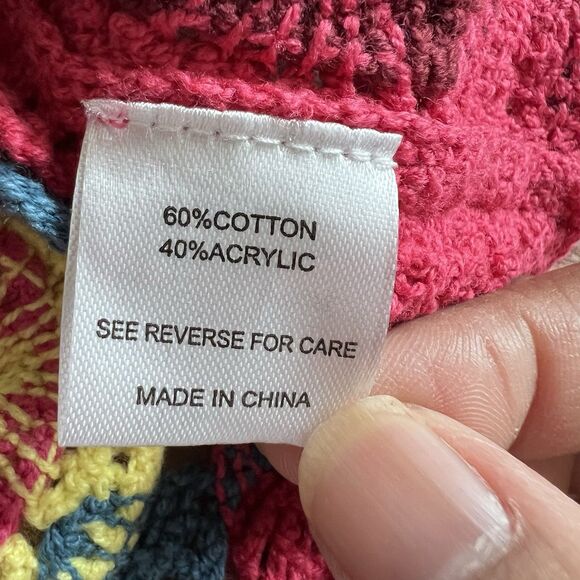 Witty Fox Floral Crochet Crop Tank Top Womens XL Pink Festival Geometric Boho - Picture 8 of 9